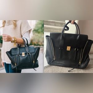 3.1 Phillip Lim Pashli zipper black leather satchel bag $900+tax!